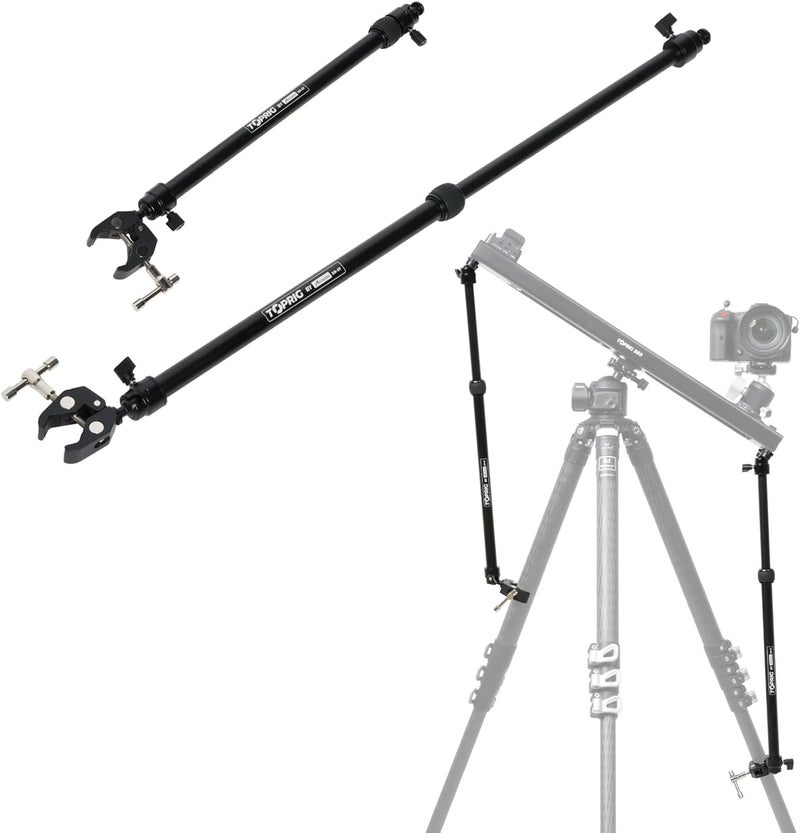 Accsoon Camera Slider Support Arm(2 Arms in), Adjustable Tripod Stability Arm for Increasing Stability in Aluminum Alloy Extendable Pole for Slider Rail Track with C Clamp and Ballhead - Image 1